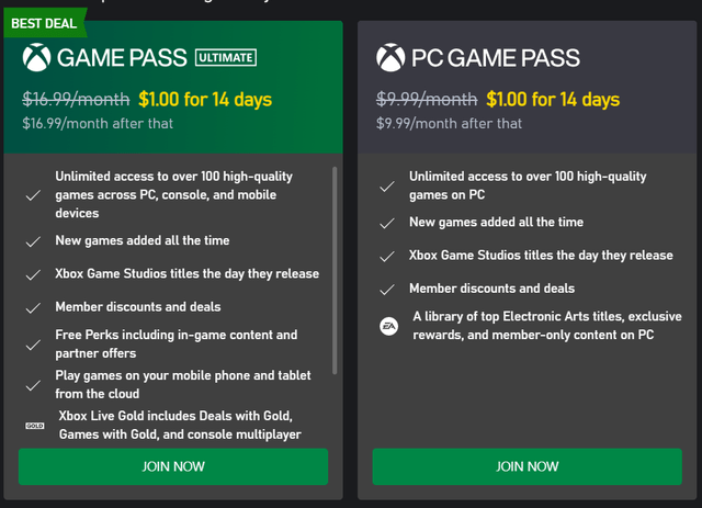 Game Pass Monthly Sub Cost