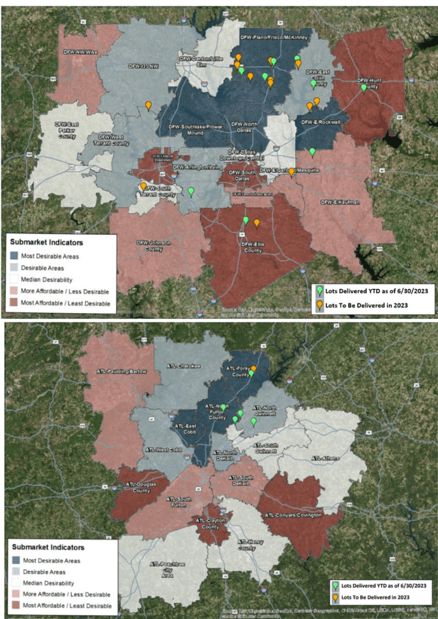 Areas of DFW and Atlanta where Green Brick is conducting operations