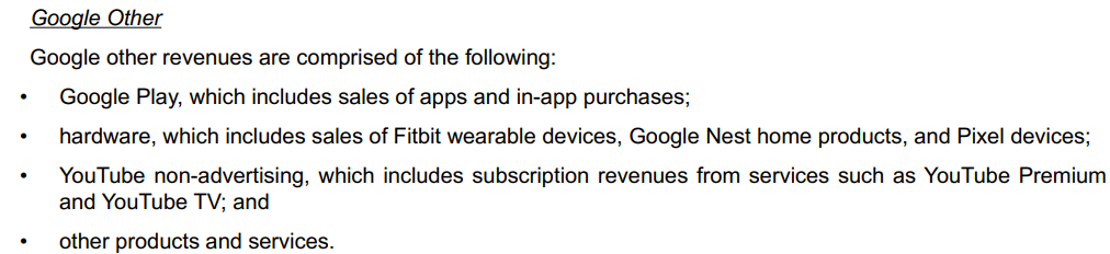 Products and services included within the Google Other segment.