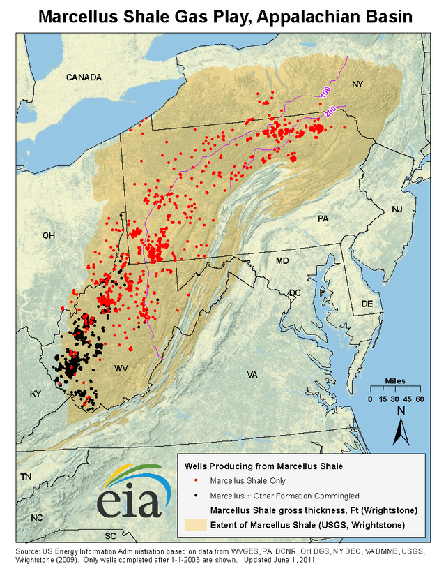 Map of the Marcellus Natural Gas Trend