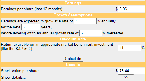Money chimp discounted cash flow calc