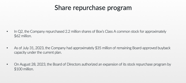 Box buyback plan