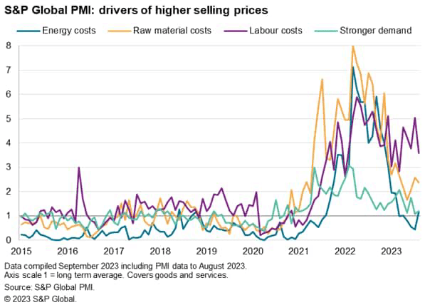 chart: S&P Global PMI - drivers of higher selling prices