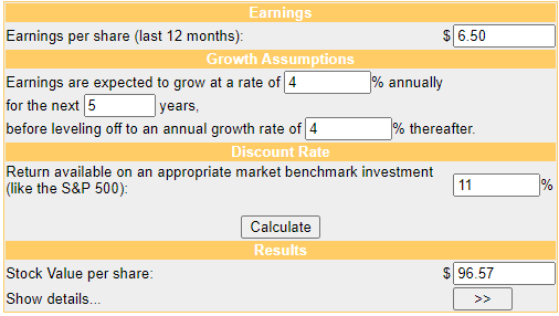 PM fair stock value dcf model