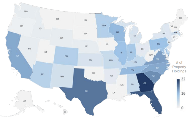 map of U.S., showing geographic location of DHC assets