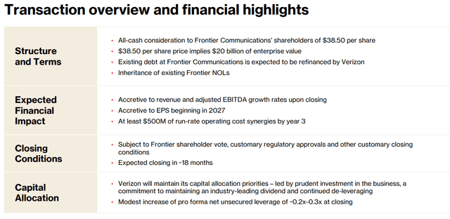 Frontier Deal Terms