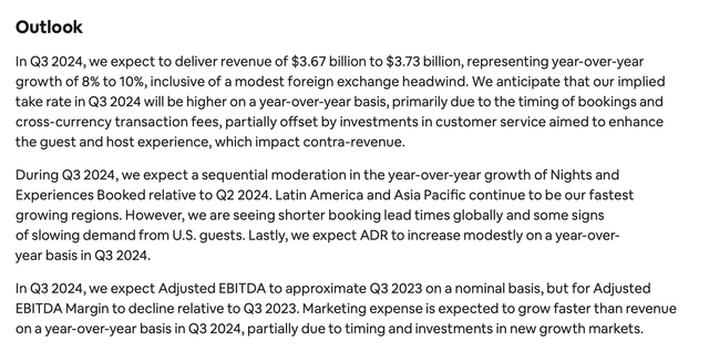 Airbnb Q3 outlook