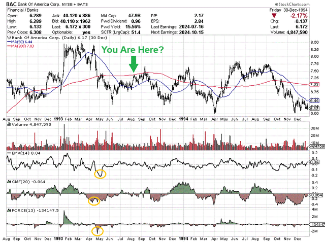 StockCharts.com - Bank of America, Daily Price &amp; Volume Changes, Aug 1992 - Dec 1994, Author References