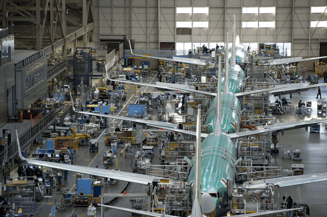 This image shows the Boeing 737 assembly line