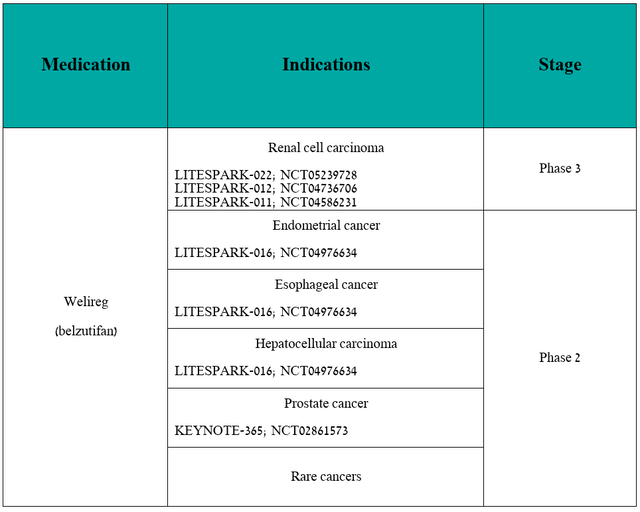 Source: table was made by Author based on Merck pipeline