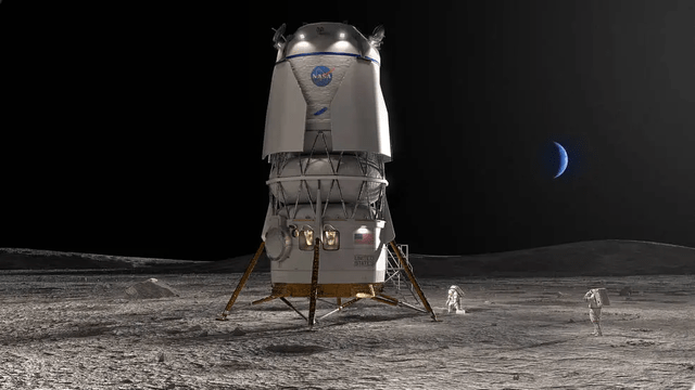 This image shows an image of NASA lander on the moon.