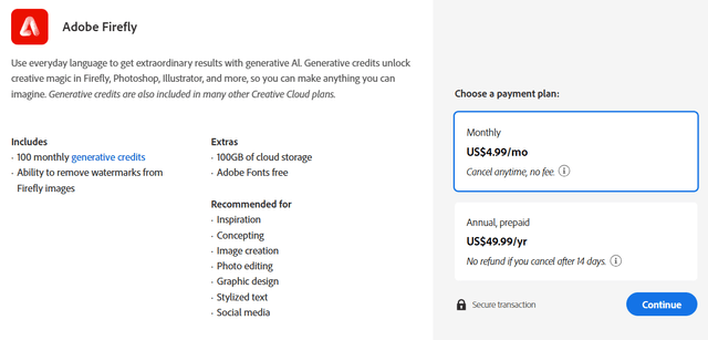 Adobe Firefly price