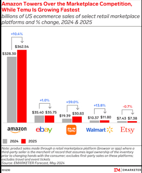 Growth in Temu’s e-commerce sales.