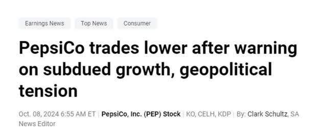 Pepsi News Headline After Earnings Q3-2024