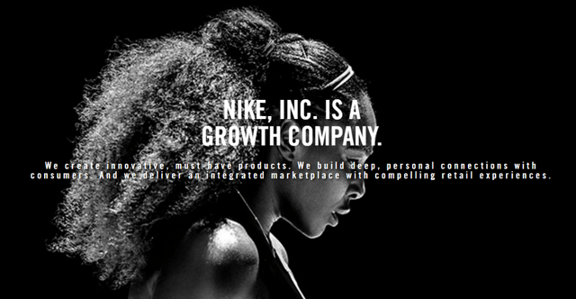 screenshot from Nike's IR website