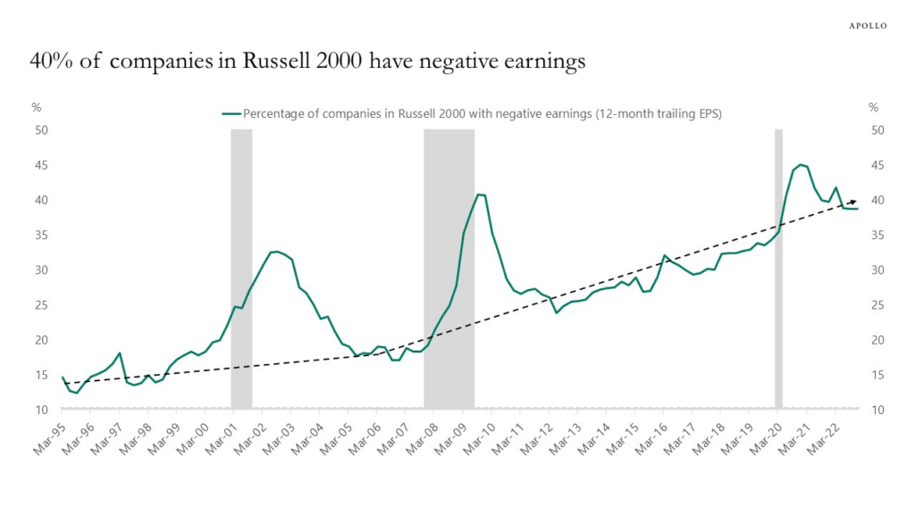 40% of Companies in Russell 2000 have Negative Earnings