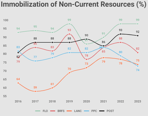 Immobilization of non-current resources in perspective with other companies analyzed