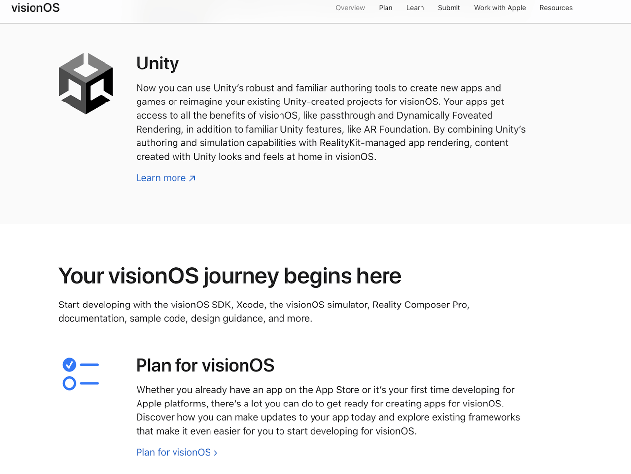 Unity and Vision Pro