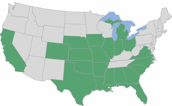 A map of the united states Description automatically generated