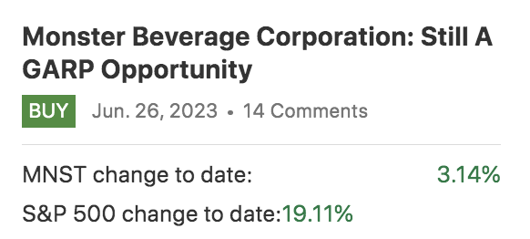 Pearl Gray Equity and Research Monster Beverage