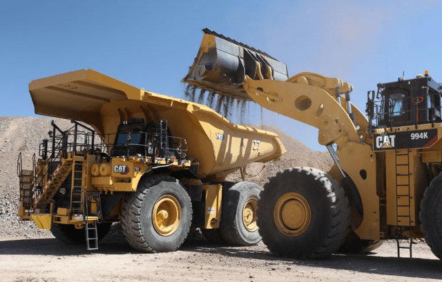 Caterpillar mining truck and mining front-loader