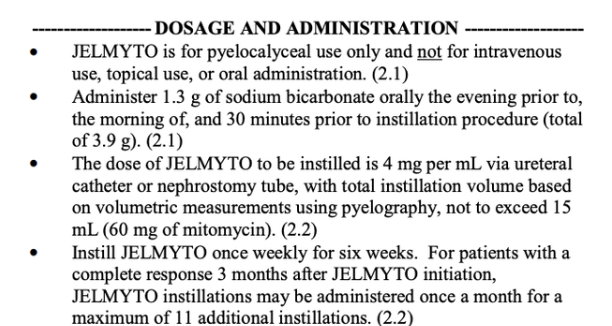 excerpt from JELMYTO's FDA label