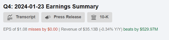 VZ's earnings, Seeking Alpha