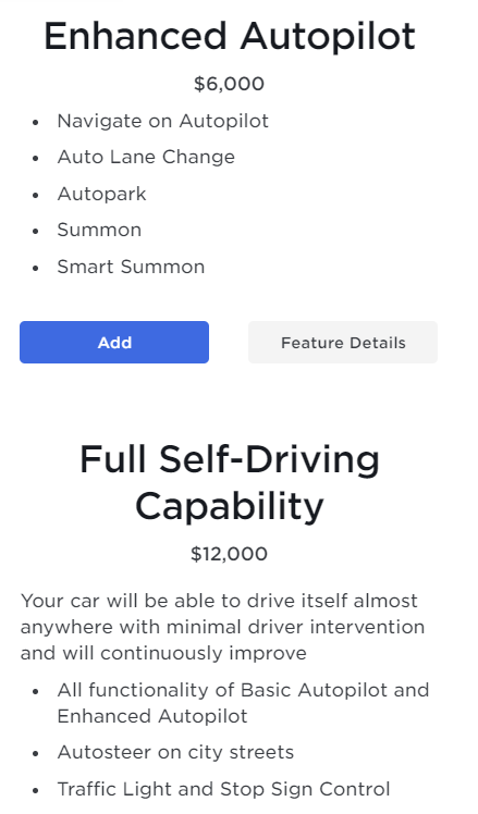 Tesla's FSD offerings