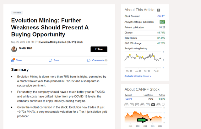 Evolution Mining September 2022 Update