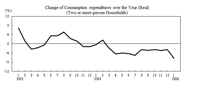 Changes in consumer spending over the years (real numbers).Average monthly income and expenditure statement per household