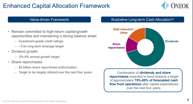 ONEOK's capital allocation plan over the next several years.