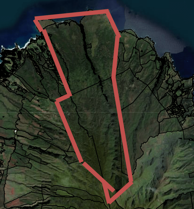 MLB's Pu'u Kukui Watershed Preserve And Acreage North Of The Kapalua Resort From The County of Maui Tax Parcel Viewer