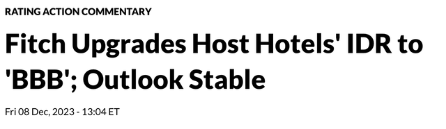 Host Hotels & Resorts Credit Rating