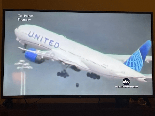 United 777 losing a wheel