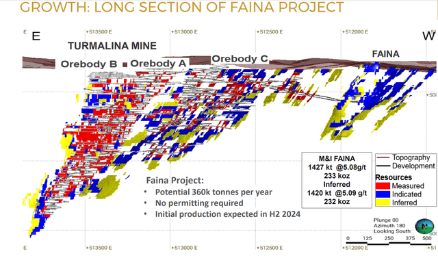 Faina Long Section and Turmalina Mine