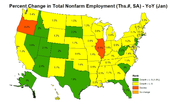 job growth by state in January 2024