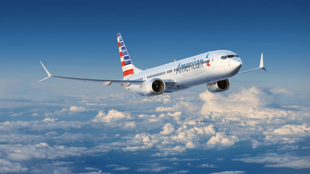 This image shows a Boeing 737 MAX 10 airplane in American Airlines colors.