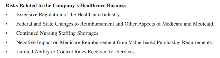 Risks Related to Graham Holdings Company Healthcare Segment