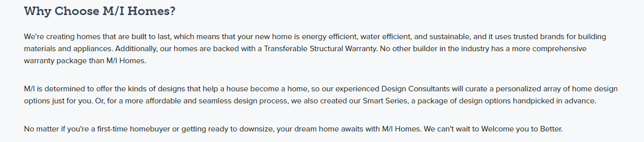 M/I Homes Website
