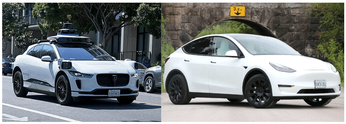 Comparison between Waymo's Robotaxi and a Tesla Model Y