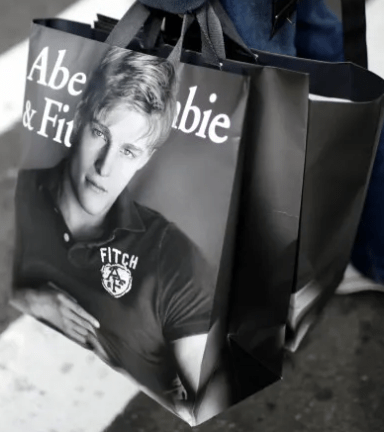 A&F picture on shopping bag of blond male model