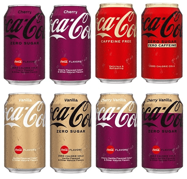 different coke flavours