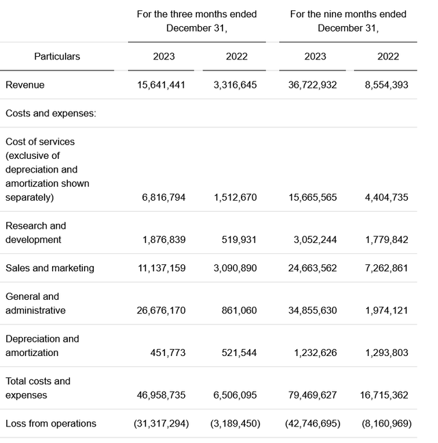 Rodzen third quarter income statement