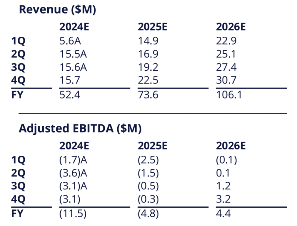 Revenue and EBITDA forecast