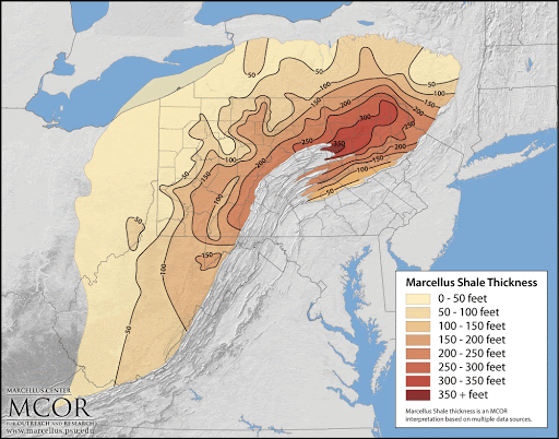 Marcellus gas formation map