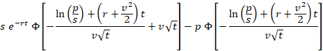 Black-Scholes option pricing formula