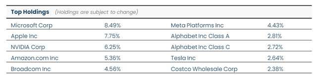 QQQI breakdown top holdings