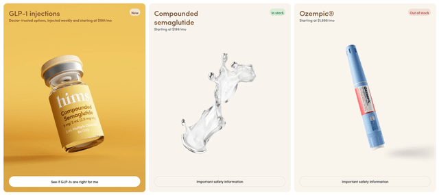 Hims showing the comparison of weight loss products