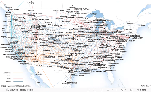 SkyWest's route map