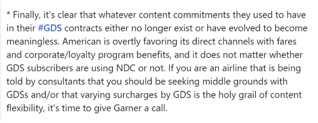 Garner statement about relevancy of GDS